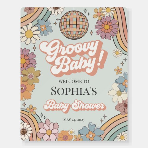 Groovy Baby Shower Retro Welcome Sign