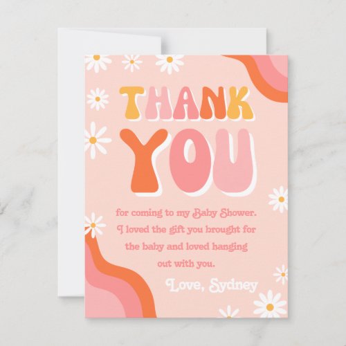 Groovy Baby Shower Thank You Card  Groovy Shower