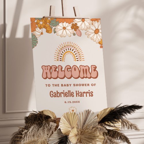 Groovy Baby Shower Welcome Sign