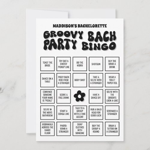 Groovy Bach Bachelorette Party Bingo Download it Invitation