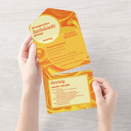 Groovy Bachelorette All In One Invitation