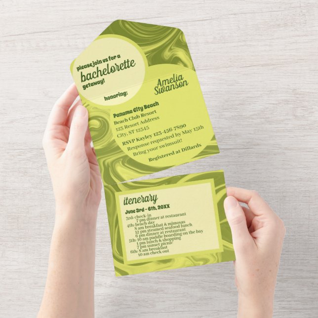 Groovy Bachelorette All In One Invitation (Tearaway)