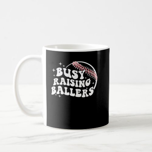 Groovy Baseball Mama Mom Busy Raising Ballers Wome Coffee Mug