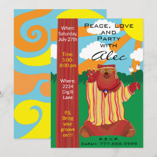 Groovy Bear 1960"s Style Invitation