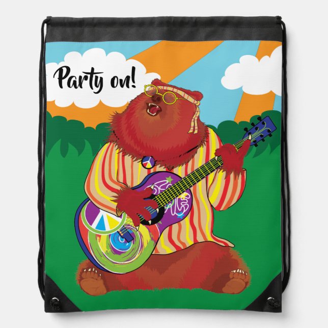 Groovy Bear Drawstring Bag (Front)