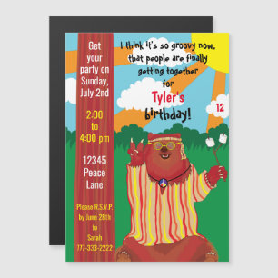 Groovy Bear Party Magnetic Invitation