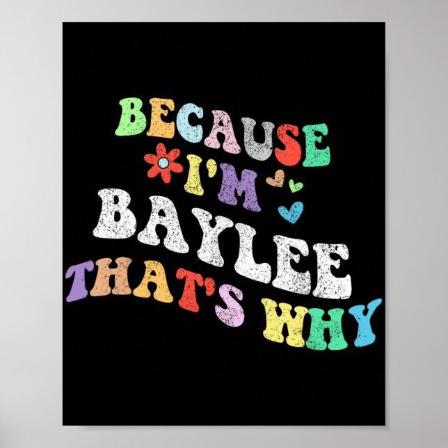 Groovy Because Im Baylee Thats Why Funny Custom Na Poster (Front)