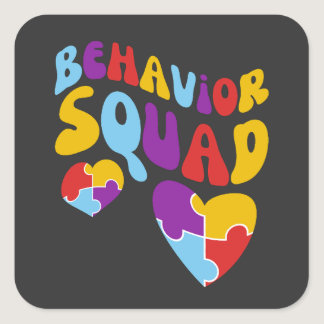 Groovy Behavior Squad Autism Awareness Month  Square Sticker
