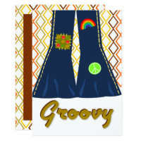 Groovy Bell Bottom 70's Theme Party Invitation