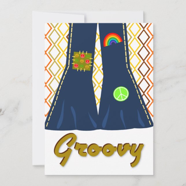 Groovy Bell Bottom 70's Theme Party Invitation (Front)