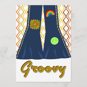 Groovy Bell Bottom 70's Theme Party Invitation by kellbellsplace at Zazzle