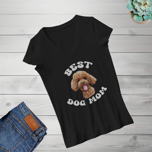 Groovy Best Dog mom illustration poodle T_Shirt