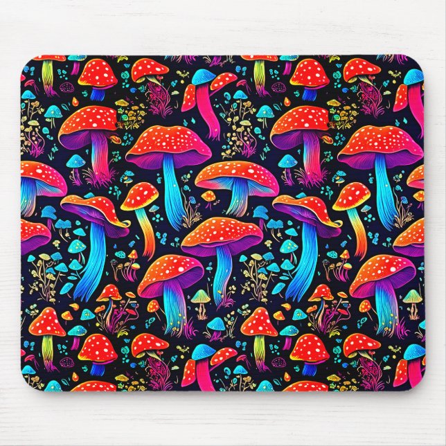 Groovy Bioluminescence Mushrooms  Mouse Pad (Front)