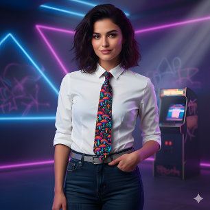 Groovy Bioluminescent Mushroom Retro Neck Tie