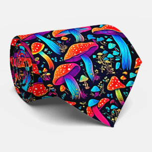 Groovy Bioluminescent Mushroom - Retro Neck Tie