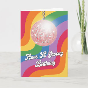 Groovy Birthday Disco Ball Wavy Retro Birthday Card
