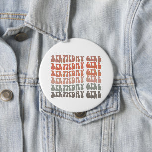 Groovy Birthday Girl Button