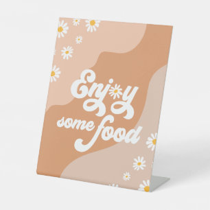 Groovy Birthday Party Boho Daisy Decorations Table Pedestal Sign
