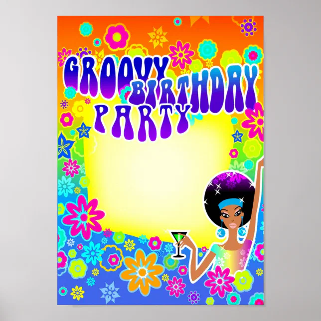 Groovy Birthday Party Poster | Zazzle