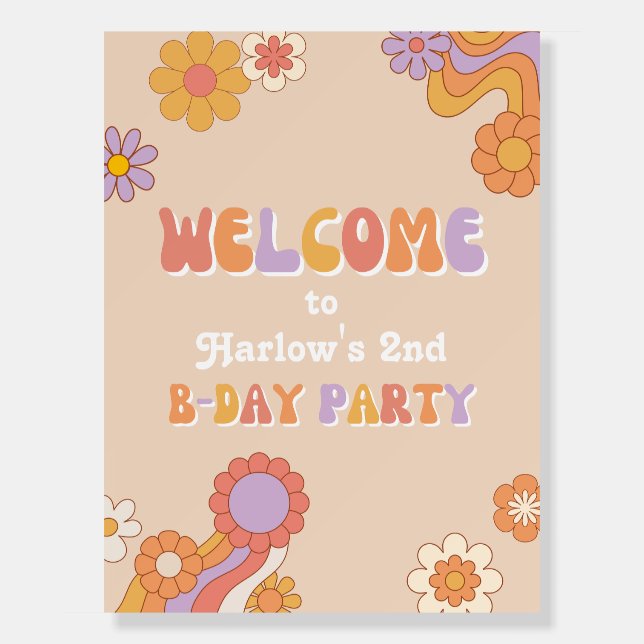 Groovy Birthday Party Welcome Sign (Front)