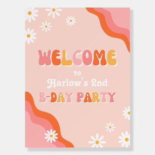 Groovy Birthday Party Welcome Sign