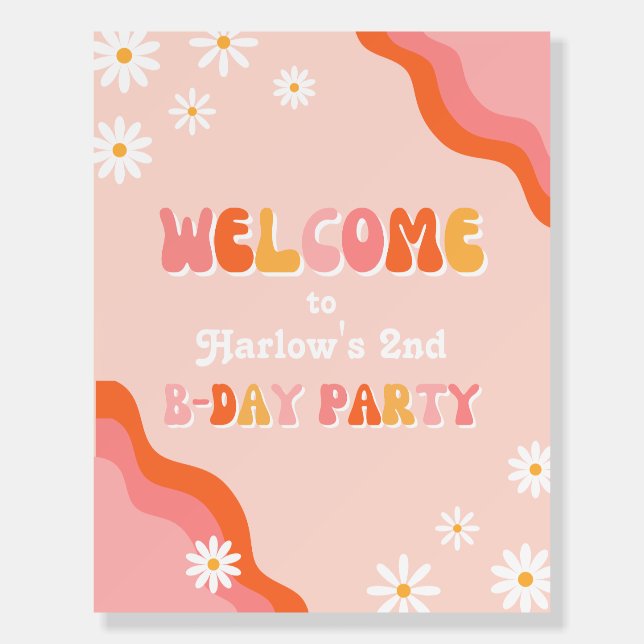 Groovy Birthday Party Welcome Sign (Front)