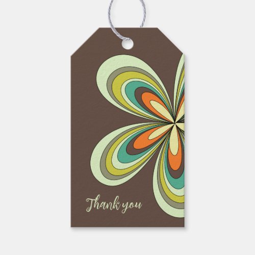 Groovy Birthday Thank you Retro 70s Hippie Flower  Gift Tags
