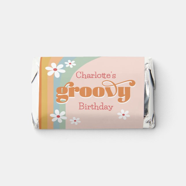Groovy Birthday White Daisies Girl's Birthday Hershey's Miniatures (Front)