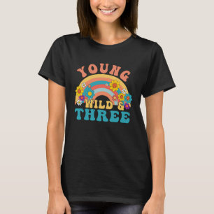 Groovy Birthday Young Wild & 3 Boho 3rd Birthday M T-Shirt