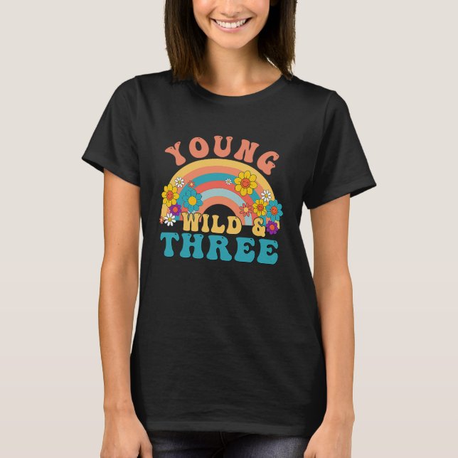 Groovy Birthday Young Wild & 3 Boho 3rd Birthday M T-Shirt (Front)