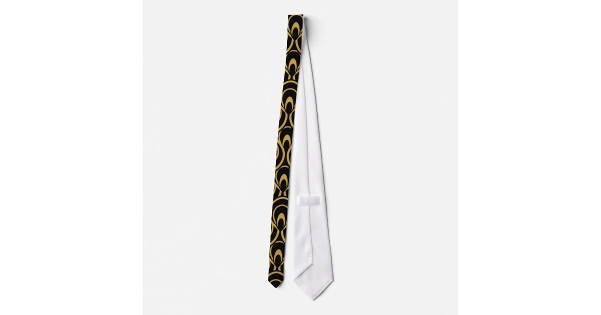 Groovy Black & Gold Art Deco / Retro Design Neck Tie | Zazzle