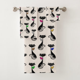 Groovy Black Hep Cats Bath Towel Set