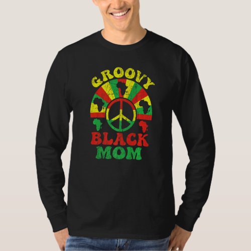 Groovy Black Mom African American Mothers Day 70s T_Shirt