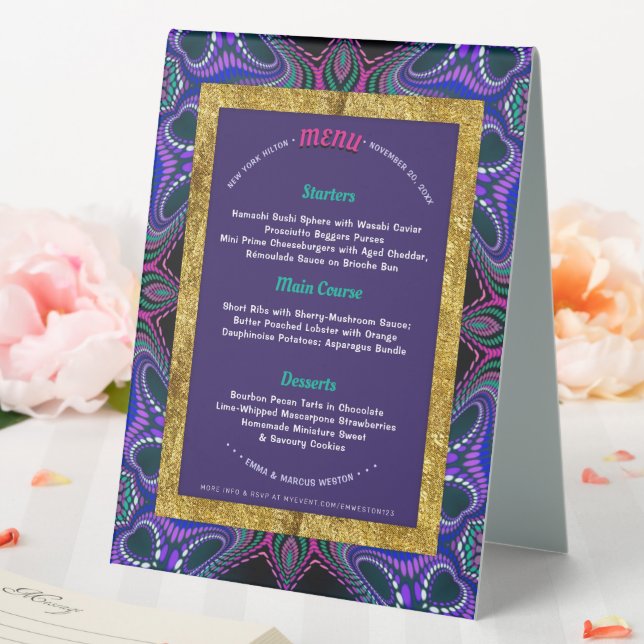 Groovy Blacklight Love Special Event Menu Table Tent (In SItu (Wedding))