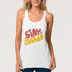 Groovy Blessed Hand Lettering Flower Tank Top