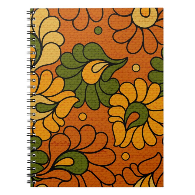 Groovy Bloom - Retro Floral 1970s Notebook (Front)