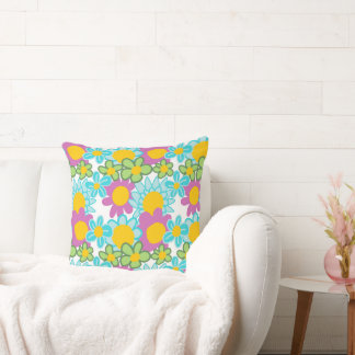 Groovy Bloom Throw Pillow