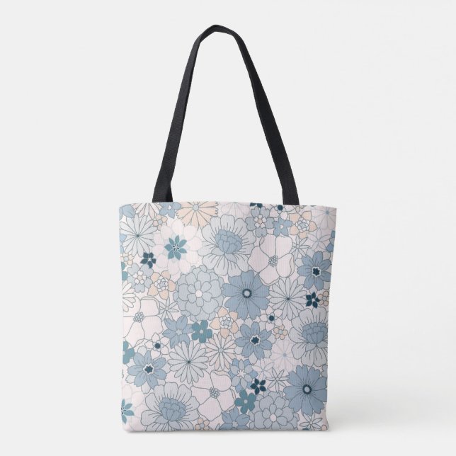Groovy Blue Blossom Tote Bag (Back)
