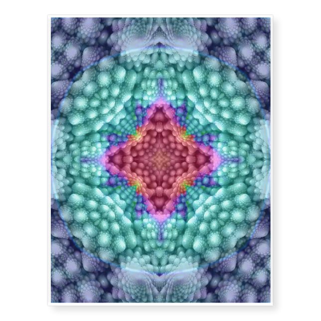 Groovy Blue Kaleidoscope   Temporary Tattoos (Front)