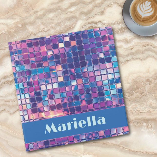 Groovy Blue & Purple Disco Ball Personalized 3 Ring Binder (groovy blue and purple disco ball personalized 3 ring binder)