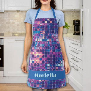 Groovy Blue & Purple Disco Ball Personalized Apron