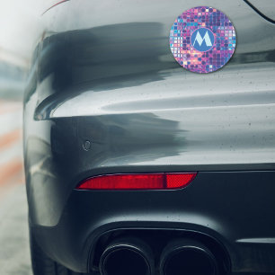 Groovy Blue & Purple Disco Ball Personalized Car Magnet
