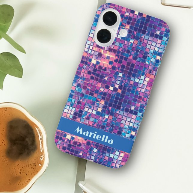 Groovy Blue & Purple Disco Ball Personalized Case-Mate iPhone Case (Groovy blue and purple disco ball personalized Phone case)