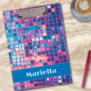 Groovy Blue & Purple Disco Ball Personalized Clipboard