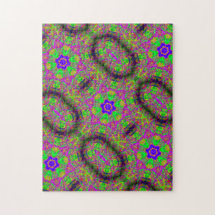 groovy blue stars purple green jigsaw puzzle