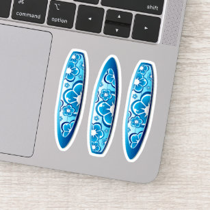 Groovy Blue Surfboards with a flower design Sticker