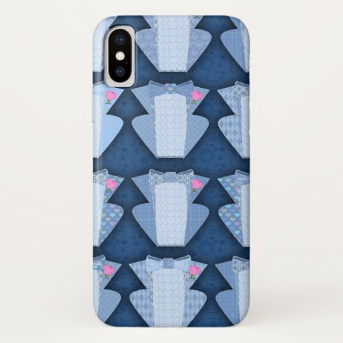 Groovy Blue Tux Pattern iPhone X Case