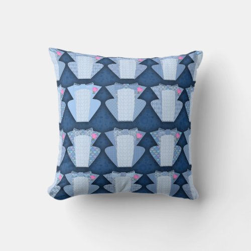 Groovy Blue Tux Pattern Throw Pillow