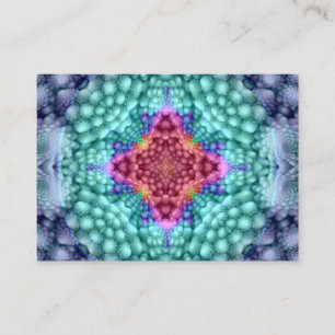 Groovy Blue Vintage Fractal Kaleidoscope Business Card
