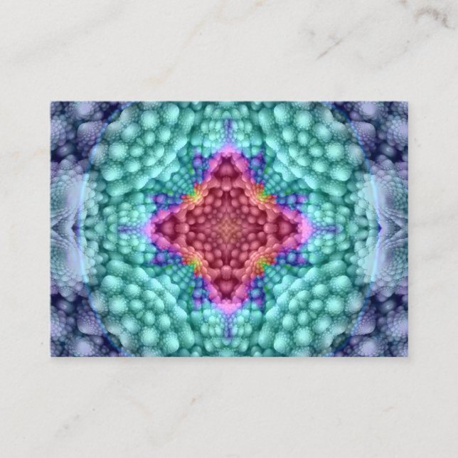 Groovy Blue   Vintage Fractal Kaleidoscope Business Card (Front)